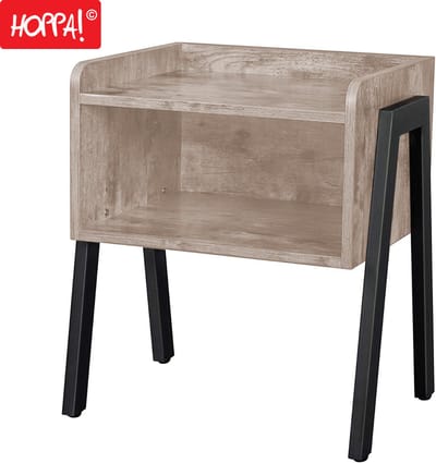 Hoppa! Bijzettafel nachtkastje - Greige - Hout - 46 x 35 x 52 cm (B x D x H)