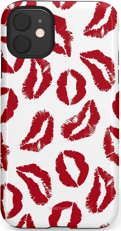 Casetastic Hoesje Geschikt voor Apple iPhone 11 - Stijlvolle Beschermende Duo-layer Case - Liefdeskusjes Rood Zoenen