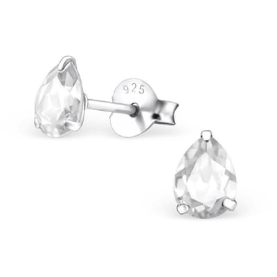 Aramat Jewels | Oorbellen | Zilveren Zirkonia Druppel Oorbellen | 6x4mm / Doorzichtig | | | Zilver | Kinderen, Volwassenen | Verkleurd niet
