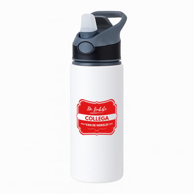 Hacebo® - De leukste collega waterfles met rietje zwart - Collega - een collega - werk - afscheidscadeau - verjaardagscadeau - water fles - 650ML