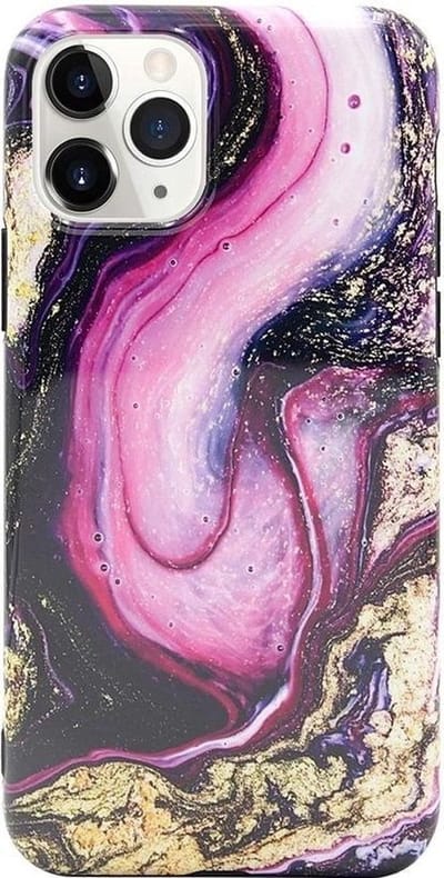 ShieldCase Hoesje geschikt voor Apple iPhone 12 Pro Max 6.7 inch hoesje marmer - paars - Stijlvolle Marble Bescherming - Luxe en Duurzaam Telefoonhoesje - Unieke Design Cover - Hoogwaardige Marmeren Hoes - Krasbestendige Beschermhoes