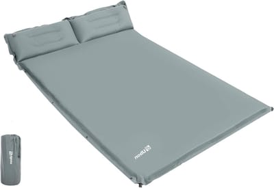 Kampeer matras - Luchtbed kussen - Buiten slapen - Zelfopblazend - 190x130 cm - Grijs