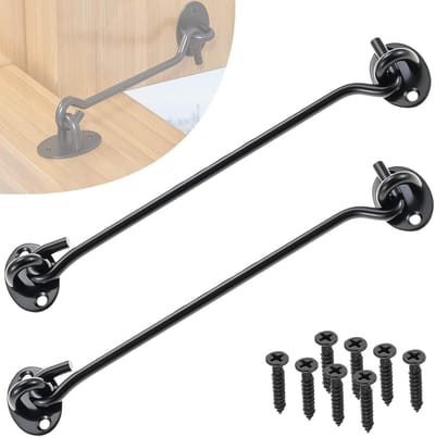 Cabine Haak - Deur Klink - Poort Vastzetten - Roestvrij Staal - 8 Inch - Zwart