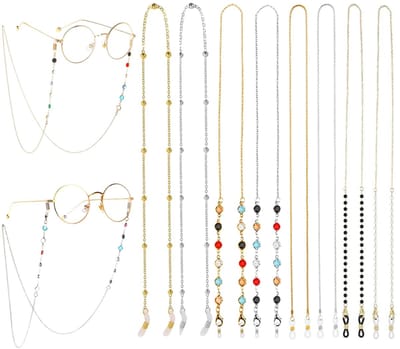 Dailygoods- Brillenketting Elegant - 8 Stuks Kralen - Zonnebrilketting Dames - Kleurrijke Designs - Verstelbaar - Geschikt voor Diverse Stijlen - Brillenkoord
