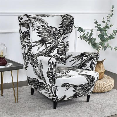 Tropische Plant Vleugelstoelhoes Elastisch Spandex Relax Fauteuilhoezen Scandinavisch Verwijderbare Bankovertrek Meubelbeschermhoes