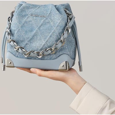 Bucket Bag Dames Nieuwe Crossbody Herfst Denim Tas Handheld Ketting Eén-schouder Crossbody Tas gray