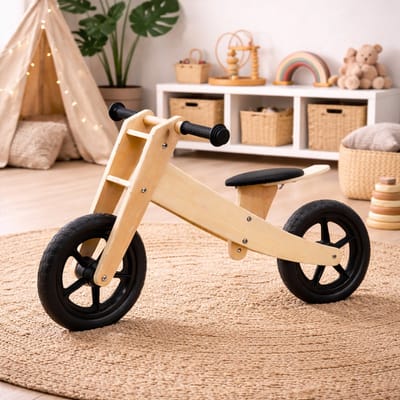 Houten Loopfiets - Balance Bike - Mini Loopfietsje van Hout - Loopscooter voor Jongens en Meisjes van 1 & 2 Jaar