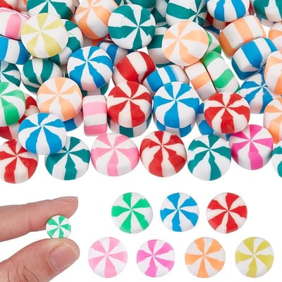 Dailygoods- Snoep Ornamenten 100 Stuks - Pepermunt Decoraties - Kerstboom Versiering - Feestbenodigdheden - Lichtgewicht Polymeerklei - 3,9 Inch Diameter - Kerstdecoratie