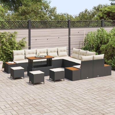 vidaXL - Tuinbank - Set - 14 - st - 13-Aantal - zitplaatsen - Zwart - en - Crème