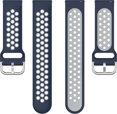 Siliconen bandje - geschikt voor Huawei Watch GT Runner 2 / GT 2(e) 46 mm / GT 3 / 4 / 5 (Pro) 46 mm / Watch 3 (Pro) / Watch 4 (Pro) / GT 6 (PRO) 46mm - donkerblauw-grijs