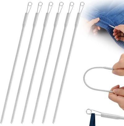 6 Stuks Metalen Lente Trekkoord Threader Tool Set Flexibele Elastische Touw Threader Clip Hoodie String Vervanging Tool Voor Joggingbroek Shorts Jassen Jassen Diy Naaien Hulp