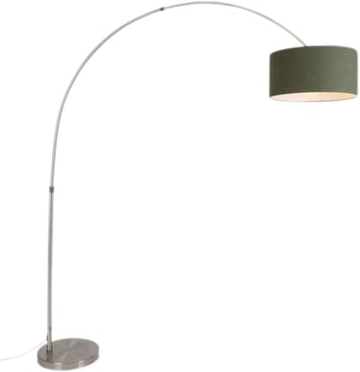 QAZQA Satin - Moderne Staande booglamp - 1 lichts - H 2200 mm - Groen - Woonkamer | Slaapkamer | Keuken