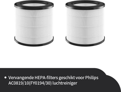 Replacements® filters geschikt voor Philips 800 series AC0820/30 of AC0819/10, zilver luchtreiniger - 2 stuks