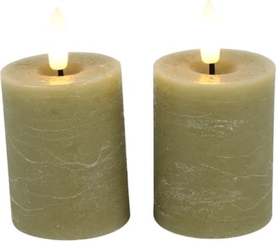 Stompkaars met LED - Beige - Ø5 x 9 cm - 2 stuks