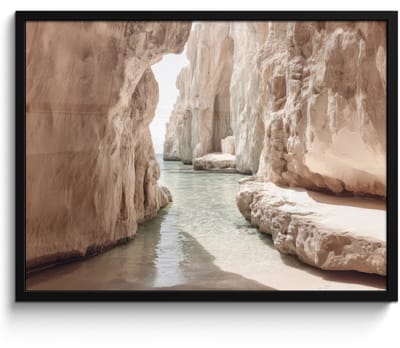 Poster in lijst - Fotolijst 80x60 cm - Posters - Rotsen - Zee - Zand - Kloof - Posterlijst zwart - Decoratie - Wanddecoratie woonkamer - Muurdecoratie slaapkamer
