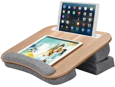 Verstelbare Lapdesk met Kussen – Multifunctioneel Schootbureau geschikt voor Laptop, Tablet en Smartphone | Ergonomisch Laptopkussen voor Thuiswerk, Studeren, Kantoor en Comfort