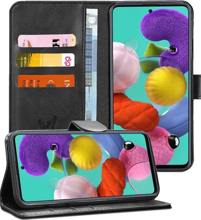 Hoesje geschikt voor Samsung Galaxy A51 - Book Case Kunstleer Pasjeshouder Zwart