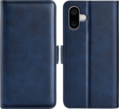 MobyDefend Hoesje - Geschikt voor iPhone 16 Plus - Luxe Wallet Book Case (Sluiting Zijkant) - Blauw