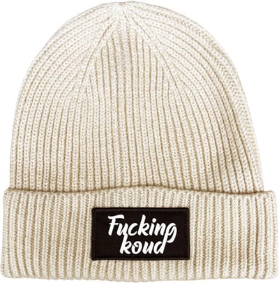 Fucking koud wintermuts rib oatmeal | wit - soBAD. | Wintersport | Après ski verkleedkleren | Unisex | Heren en Dames Beanie
