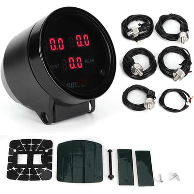 Manomètre d'air de voiture 3 en 1 de 2,5 pouces Manomètre de pression pour réservoir de stockage d'air d'amortisseur pneumatique