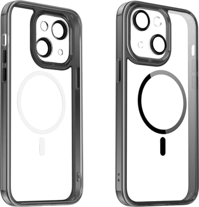 Valenta Hoesje geschikt voor Apple iPhone 15 Plus MagSafe Telefoonhoesje Hardcase | Valenta Trend Backcover | Geschikt voor MagSafe | Geschikt voor Draadloos Opladen met Magnetische Ring | MagSafe Case - Zwart