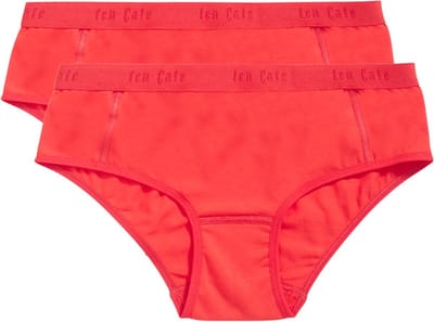 Ten Cate Basics organic cotton stretch hipster rood 2 pack voor Meisjes | Maat 122/128