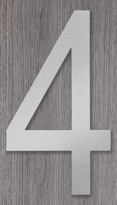 Xaptovi Huisnummer 4 Model: Elegant - Materiaal: RVS - Hoogte: 20cm - Kleur: RVS