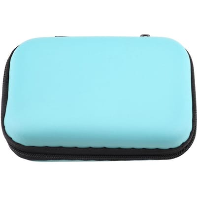 Draagbare Kleine Oortelefoon Opbergdoosje Draagtasje Tas Doos (Blauw) Blue white