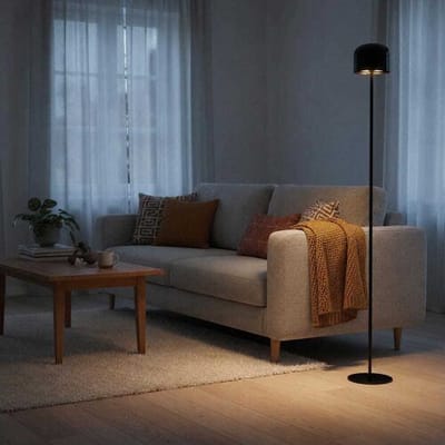 Lusenz - Ariello Nero XL - Oplaadbare Staande lamp 120 cm - Zwarte paddenstoel lamp - Woonkamer lamp - accu vloerlamp - Dimbaar - Lichtkleur instelbaar (3000K/4500K/6500K)