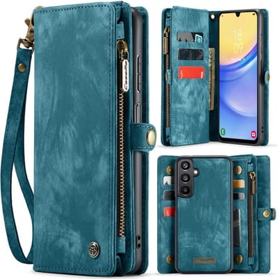 CaseMe Hoesje - Geschikt voor Samsung Galaxy A16 Hoesje - CaseMe 008 2-in-1 Book Case & Back Cover met Portemonnee - Blauw