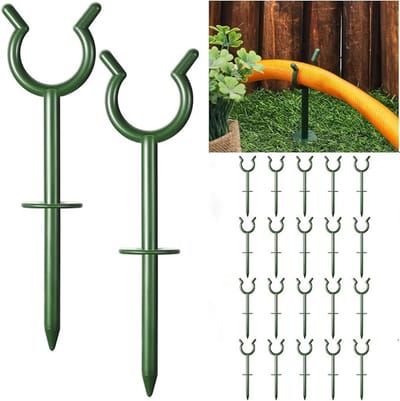 20 Stuks Slanggeleider Tuinslang - Tuinslanggeleider - Tuinslang Geleider - Met Grondpin - Tuinslanggeleiderspiesen - Hose Guide - Decoratieve Tuinsteunen - Stabiele Slangfixatie - Groen