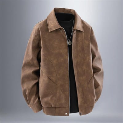 Vintage Amerikaanse Locomotief Kleding Lente en Herfst Heren Revers PU Leer Jas Fietsen Winddicht Leer Jas Ruige Knappe Jas XXXL