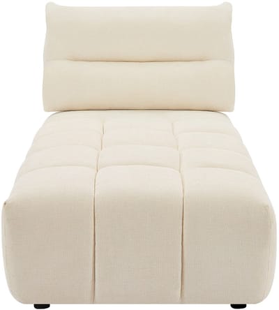 Vente-unique Chaise longue met schuivende rugleuning van beige stof met textuur APOLIU