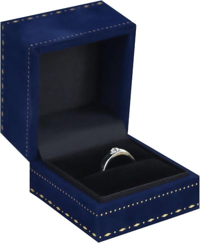 Elegante Vierkante Ringdoos voor Trouwen met Hot Stamped Tip - Retro Ringopslag voor Verloving, Jubileum en Valentijnsdag (Blauw)