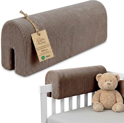 Bedrandbescherming voor kinderbedden 80 cm - bescherming voor bedframe babybed valbescherming voor boxspringbed bedrail met hoesrandbescherming kinderbabybedje Oeko-Tex Bruin
