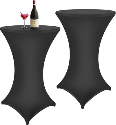 2 Stuks Ronde Tafelhoezen Zwart Elastisch voor Bistrotafels Ø 60-65 cm