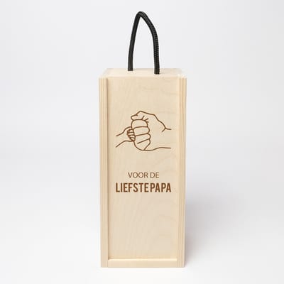 Houten kistje - Houten kistje met deksel - Gin cadeau - Fistbump design - Liefste papa