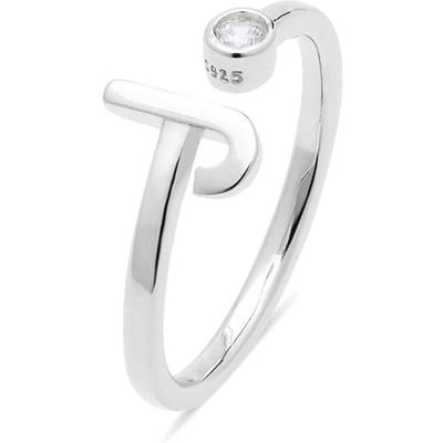 Luxenter 925 Sterling zilveren ring met gerhodineerde briljant zirkonia - Alfabet