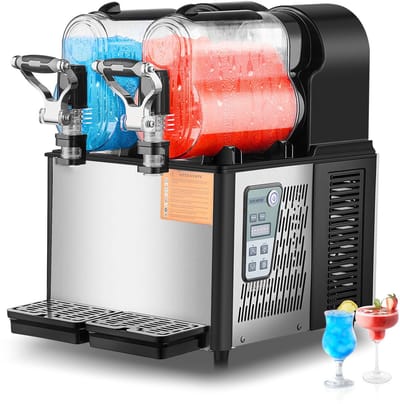 Commerciële Slushmachine, 3l X 2 Dubbele Tank Bevroren Drankmachine, 24-Kops Roestvrijstalen Margarita Smoothie Slushmachine voor Thuisfeesten, Restaurants, Cafés en Bars