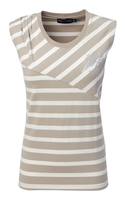 PK International - T-shirt- Grijs - Ademend - Streepjes - Glitterprint - Dantos - Cotton- XS/34