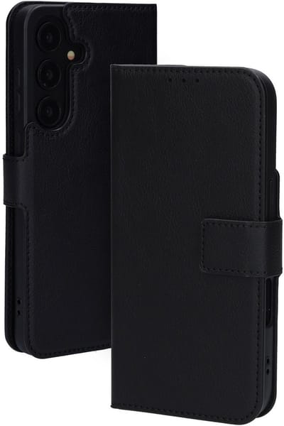 Mobiparts hoesje geschikt voor Samsung Galaxy S25 FE - Wallet/Boekhoesje - Eco Leer - Magneet Sluiting - Opberg vakken - Zwart