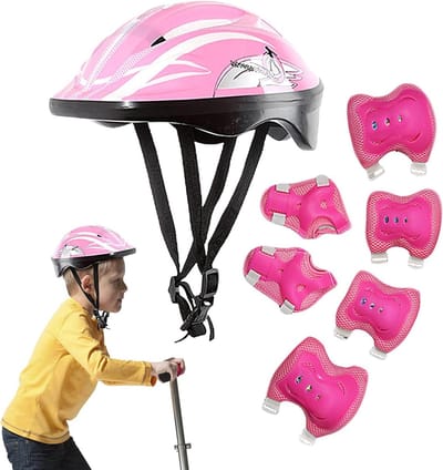 Beschermende uitrusting - Valbescherming set - Buitensporten - Meerdere ventilatiegaten - Kinderen 3-15 jaar - Roze