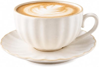 Set van 6 hoogwaardige keramische cappuccino kopjes van 200 ml met schotels, vaatwasmachinebestendig en magnetronbestendig, ideaal voor koffie en espresso