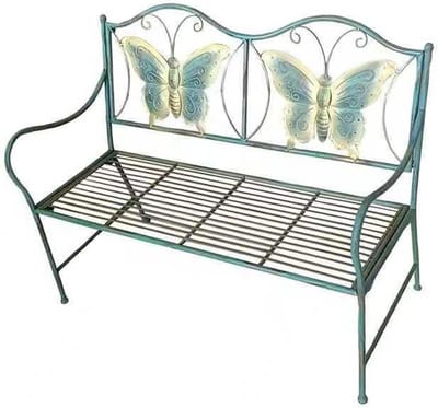 Tuinbank - Buitenbank Terrasbank - Ontspannen in de tuin - Gietijzer Vlinderrugleuning - 83x39x67 cm - Groen