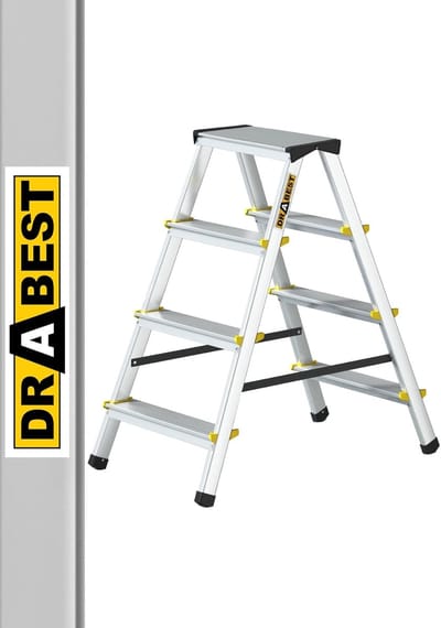 Inklapbare Multifunctionele Trapladder van Aluminium - 2 x 4 Treden, TÜV-gecertificeerd, Tot 150 kg Belasten