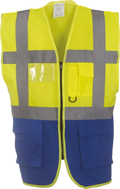 Yoko Signalisatie multifunctioneel executive vest YHVW801 - Hi Vis Yellow / Royal Blue - S