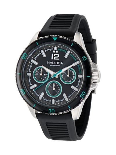 Nautica Nct Windrose Chronograph Watch Zilveren Toon Case: 100% Roestvrij Staal | Armband: 100% Bio-Based Pu 46 mm NAPWRS403