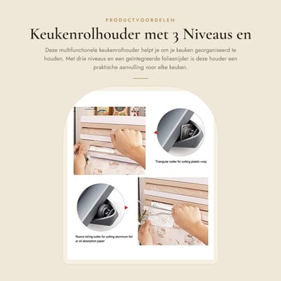 Dailygoods- Toiletpapierhouder met 3 niveaus - Keukenrolhouder - Transparante folie - ABS-kunststof - Ergonomisch ontwerp - Efficiënte organisatie