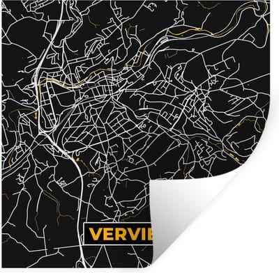 Muurstickers - Sticker Folie - Verviers - Stadskaart - Goud - Plattegrond - Kaart - 100x100 cm - Plakfolie - Muurstickers Kinderkamer - Zelfklevend Behang XXL - Zelfklevend behangpapier - Stickerfolie