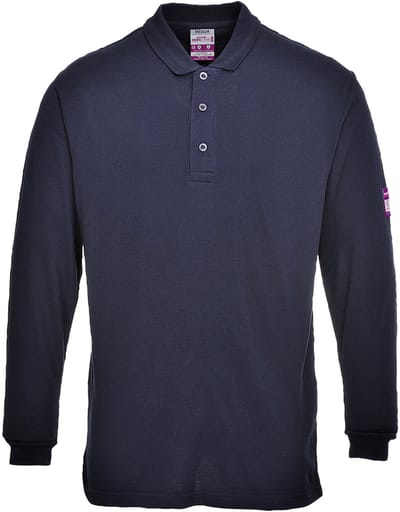 Portwest Vlamvertragende Modaflame Antistatische lange mouw Polo Shirt FR10 - Marine - XL